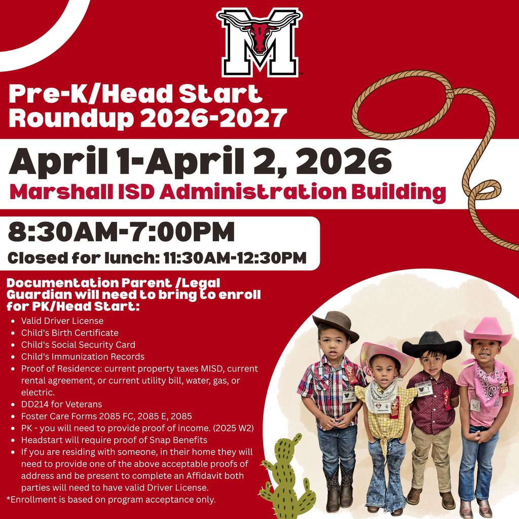 Flyer for Pre-K/Head Start Roundup in English