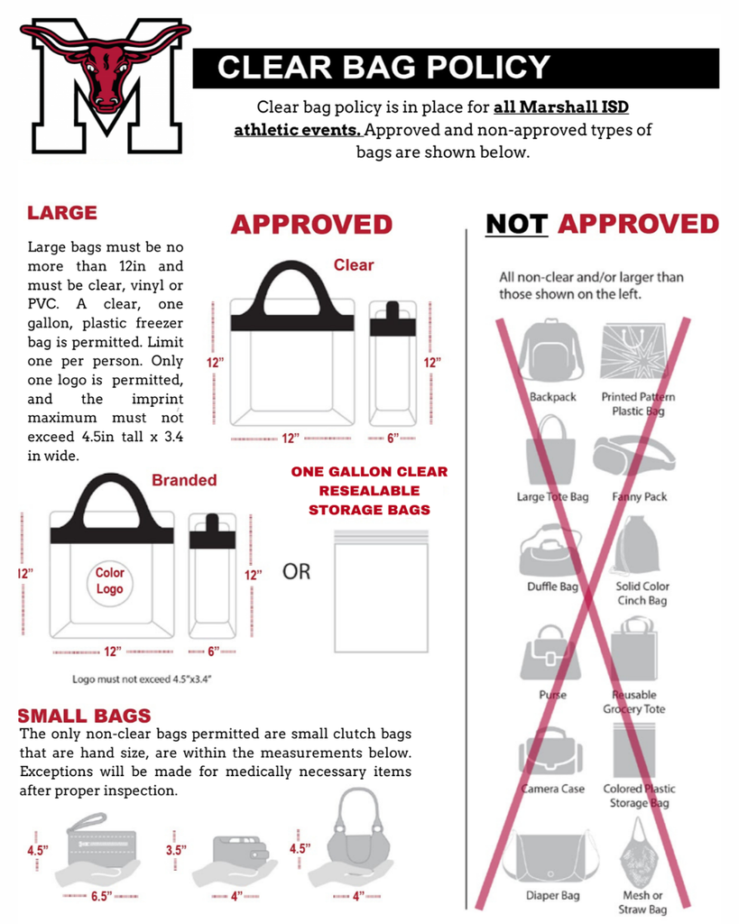 Clear Bag Policy for ALL MISD Athletic Events