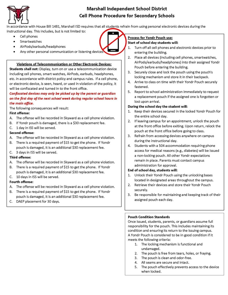 Cell phone policy in English