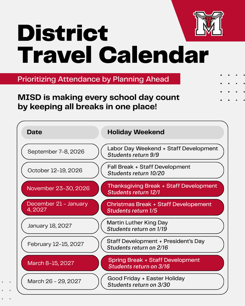 District Travel Calendar 2026