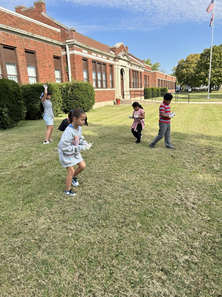 students playing outside