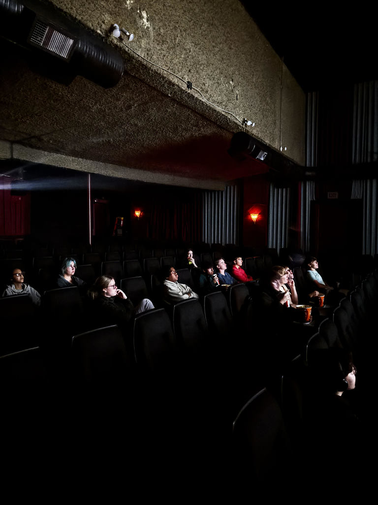 Students at the re-release of the movie Jaws.
