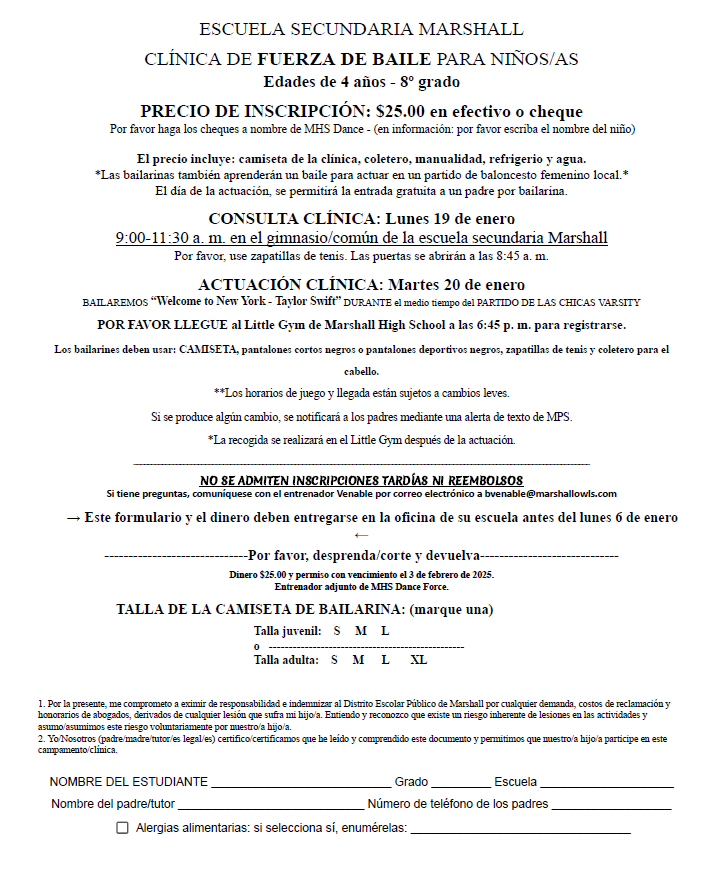 dance force flyer in spanish