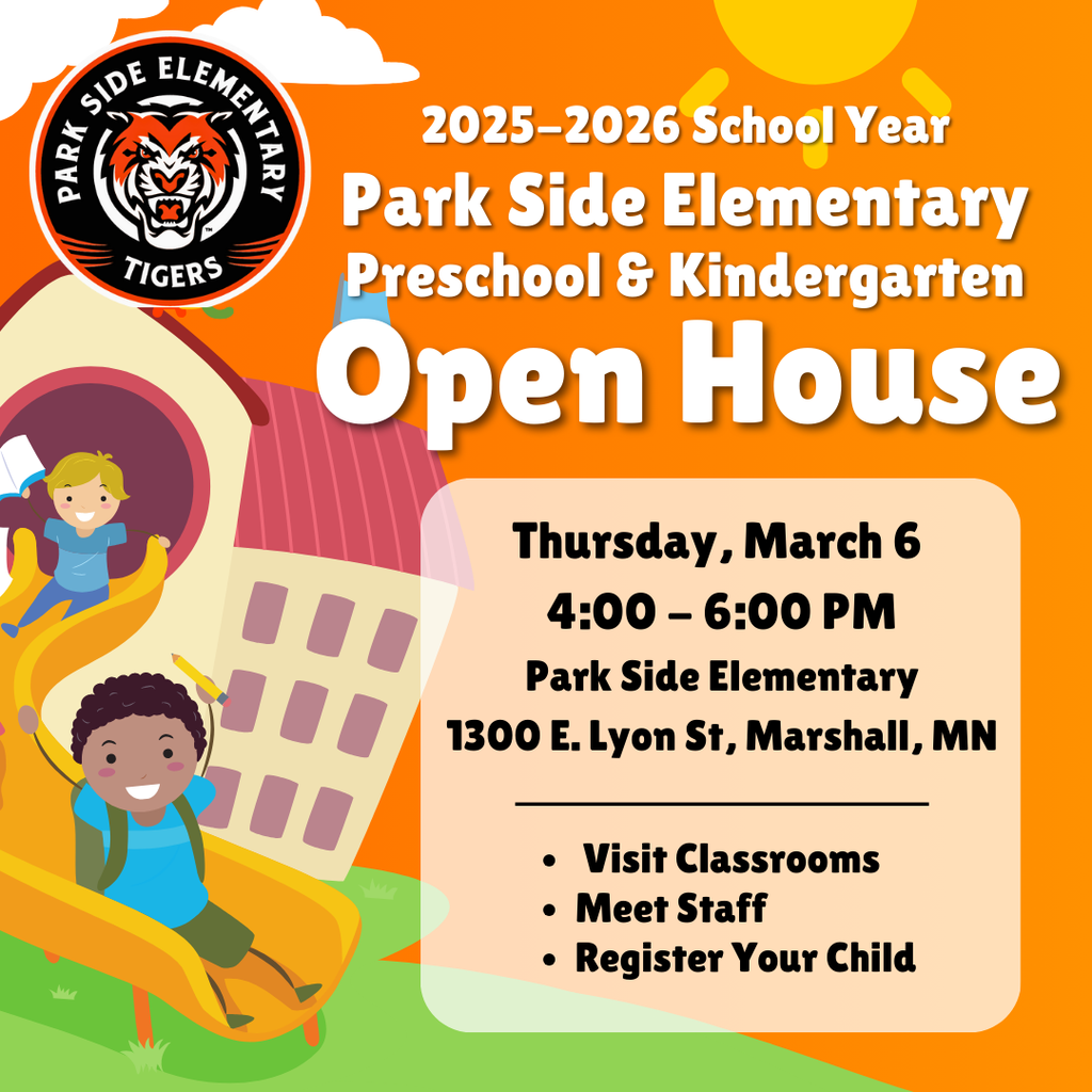 Park Side is opening their doors on Thursday, March 6th from 4-6pm. This is a great opportunity for families to visit classrooms, meet teachers, and register your child for 2025-2026 classes!