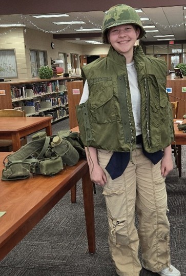 Young person wearing army uniform
