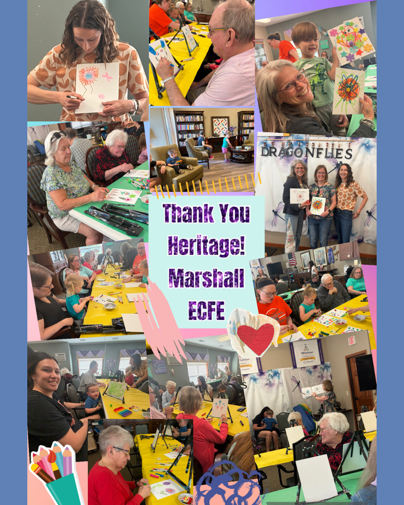 Collage of pictures of kids. In the middle it says "Thank you Heritage! Marshall ECFE"