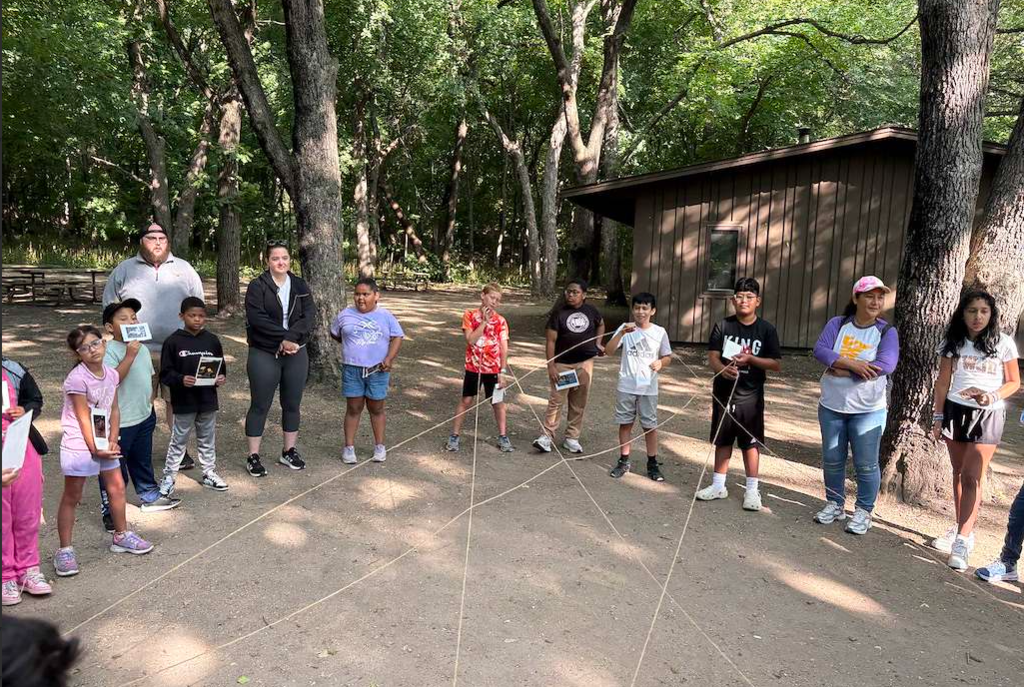 Group of kids walking outside