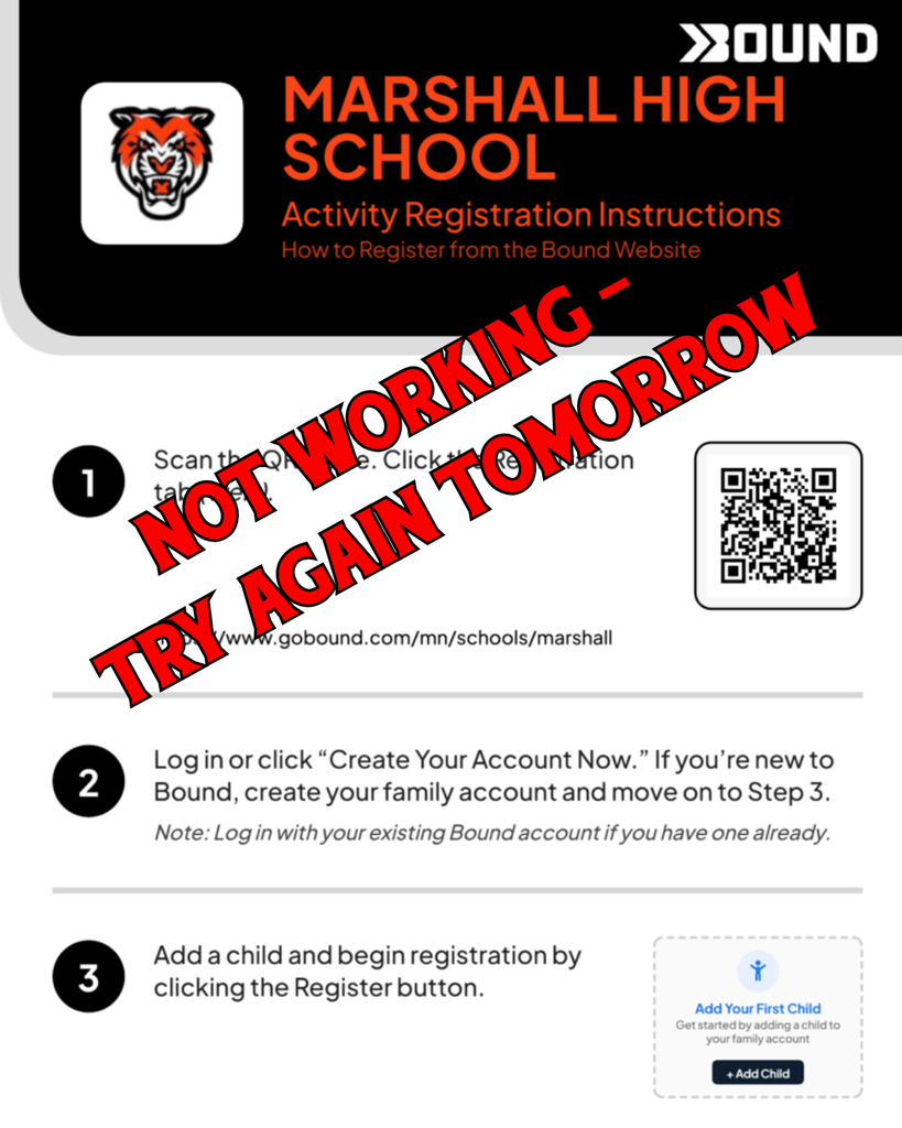 Activity Instructions - with red letters over top saying not working - try again tomorrow