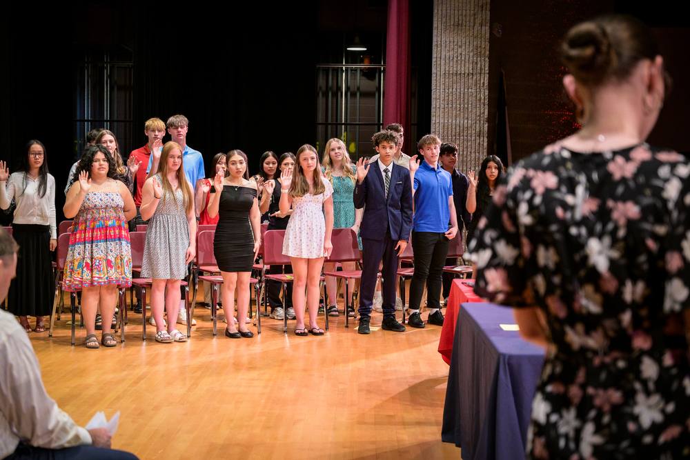 Students being inducted into National Honor Society