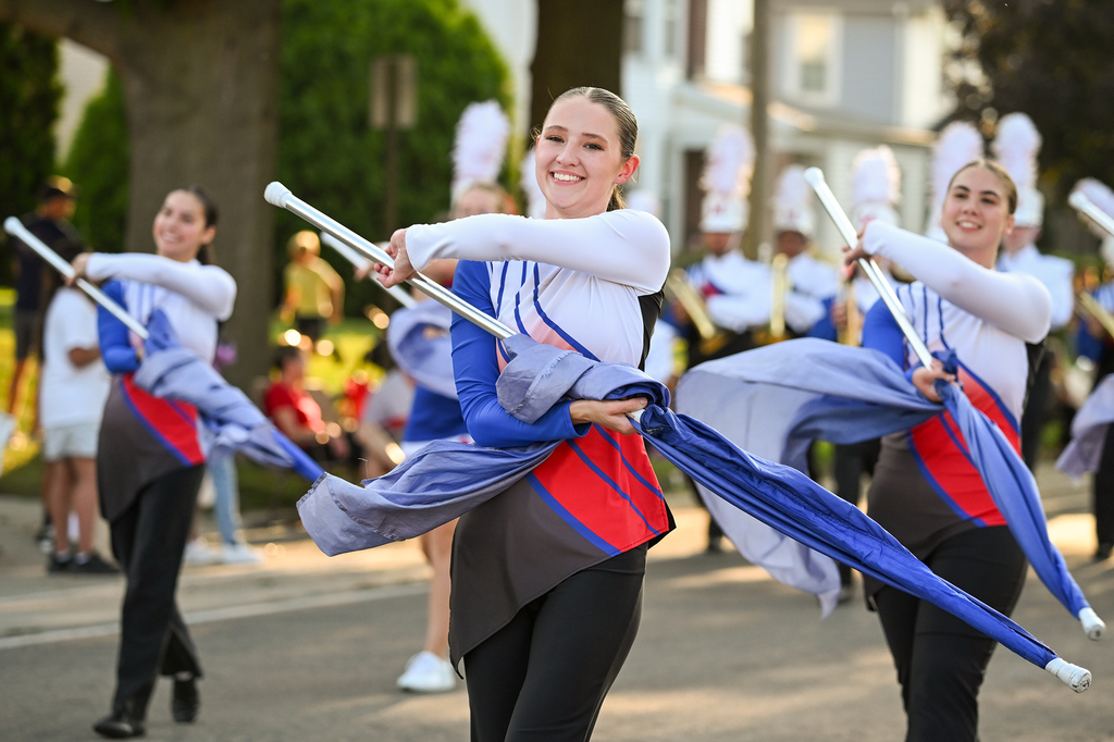 color guard in homecoming parade