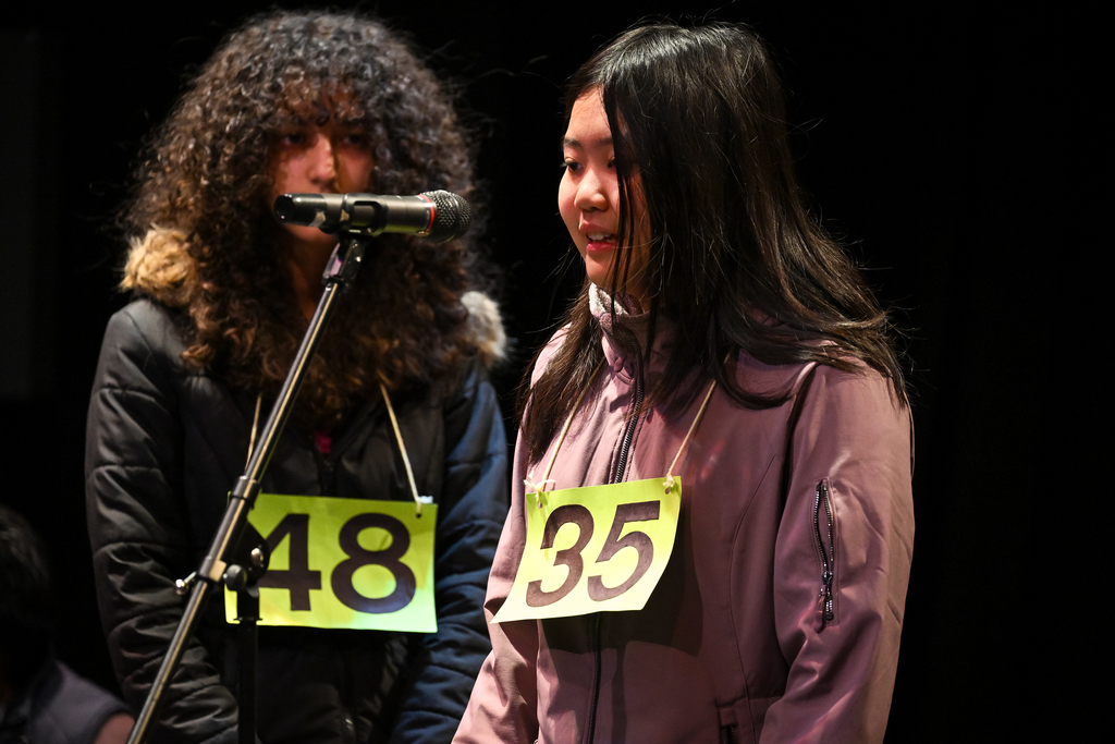 Student spelling a word