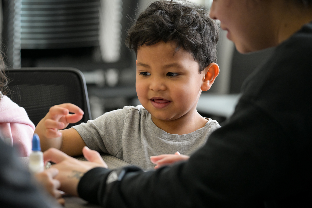 Student doing a craft