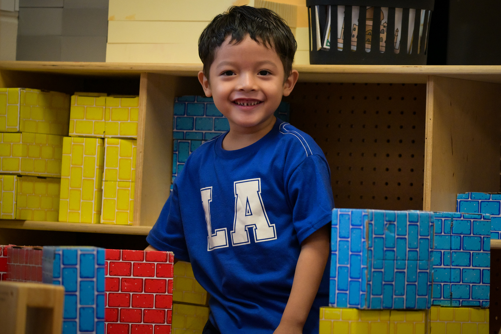 Preschool student playing