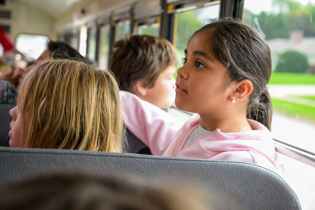 Student on a school bus