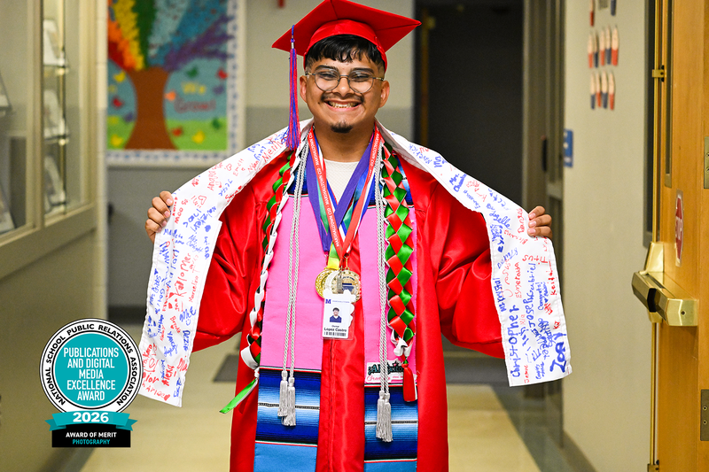 Student in a cap and gown