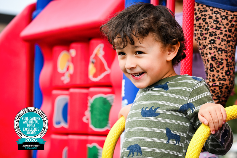 Preschool student playing