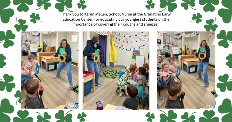 School Nurse visits Early Education Center for St. Patrick's Day