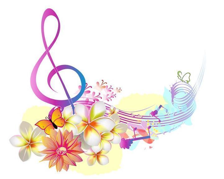 flowers with music notes