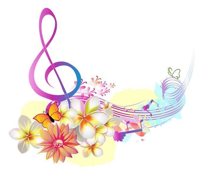flowers with music notes