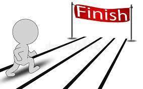cartoon character running towards the finish line