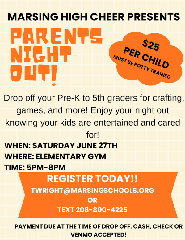 Parents Night Out Cheer Kids Event Flyer