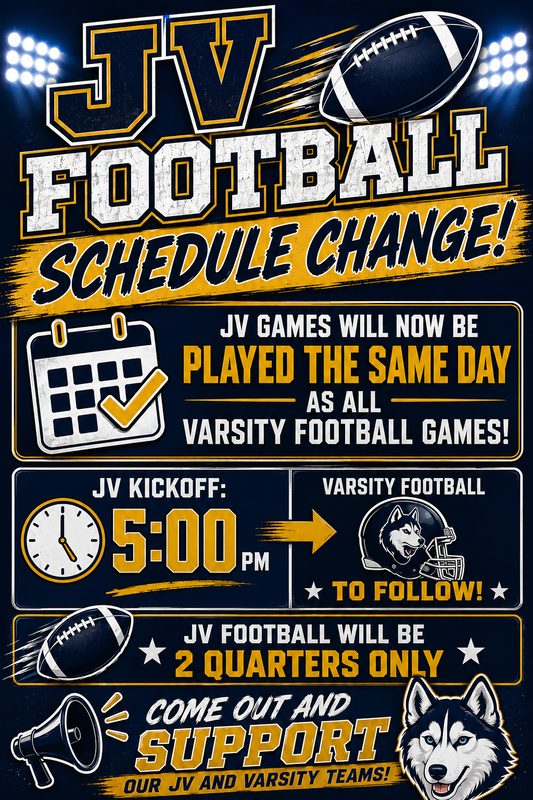 JV Football Schedule Change