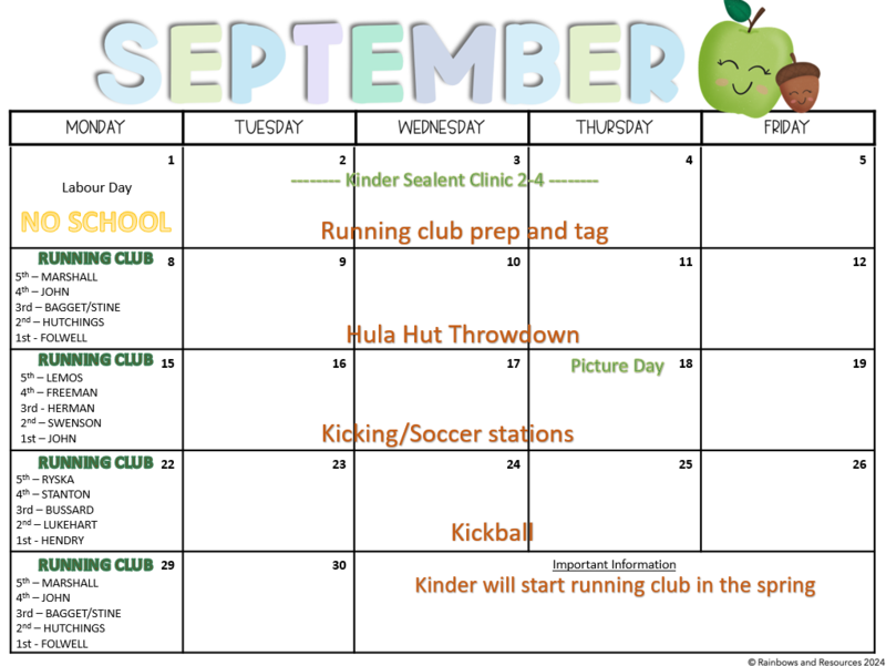 September PE Calendar