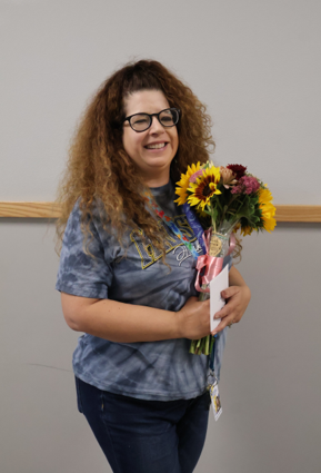 Woman holding flowers
