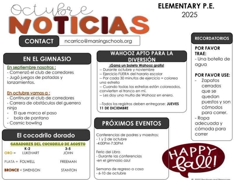 October Spanish Newsletter