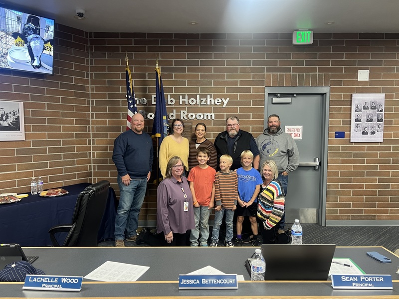 Board Tustees with 2nd grade students