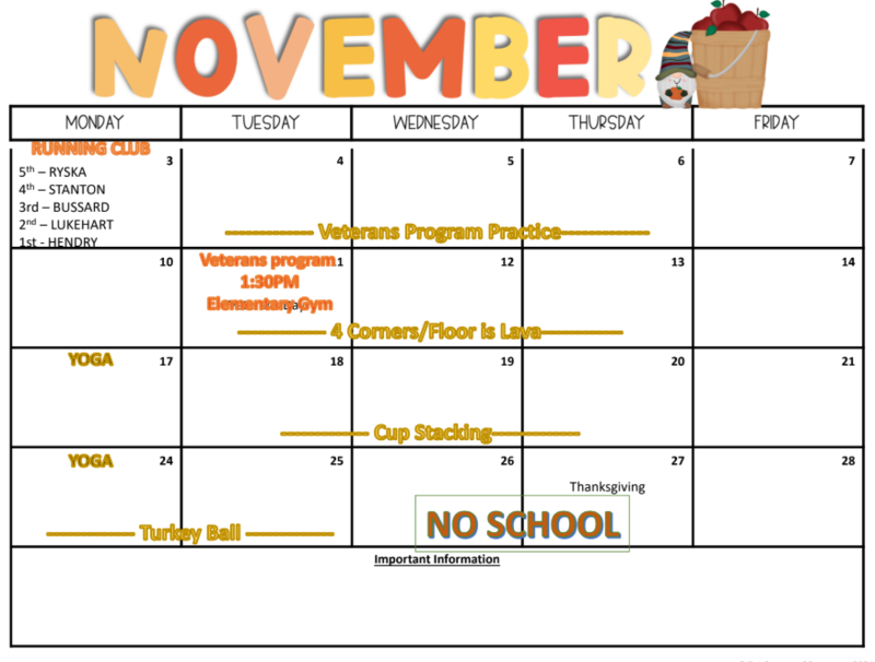 November PE Calendar
