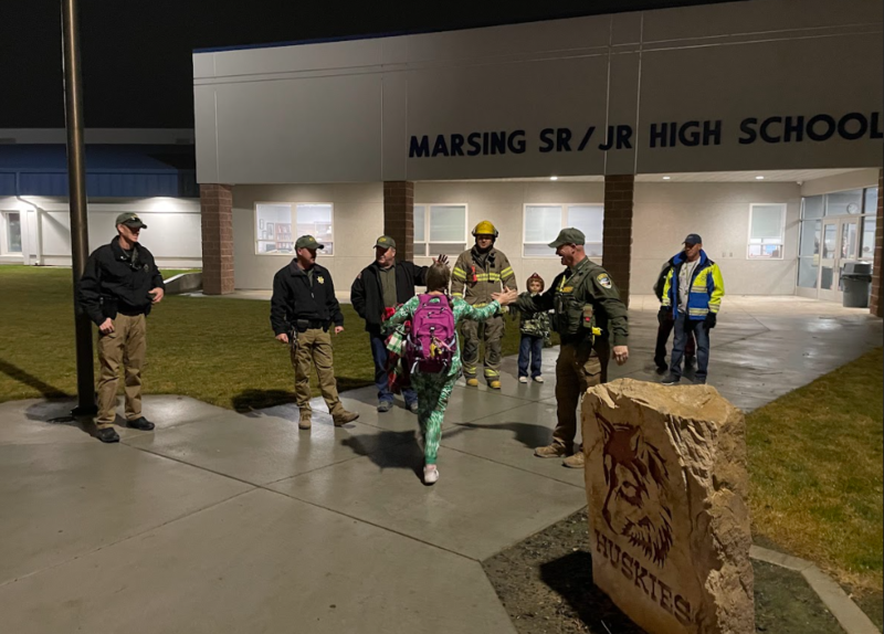 Police Officers Greeting students