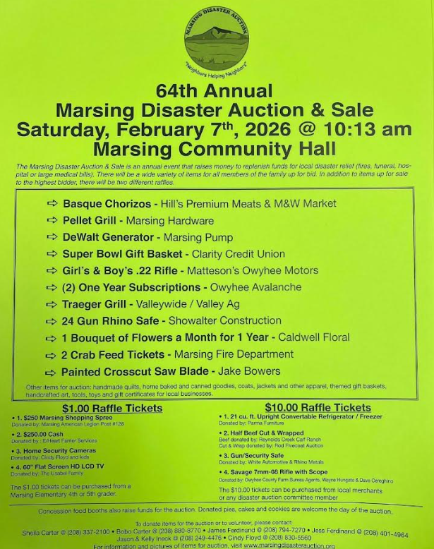 Disaster Auction raffle items