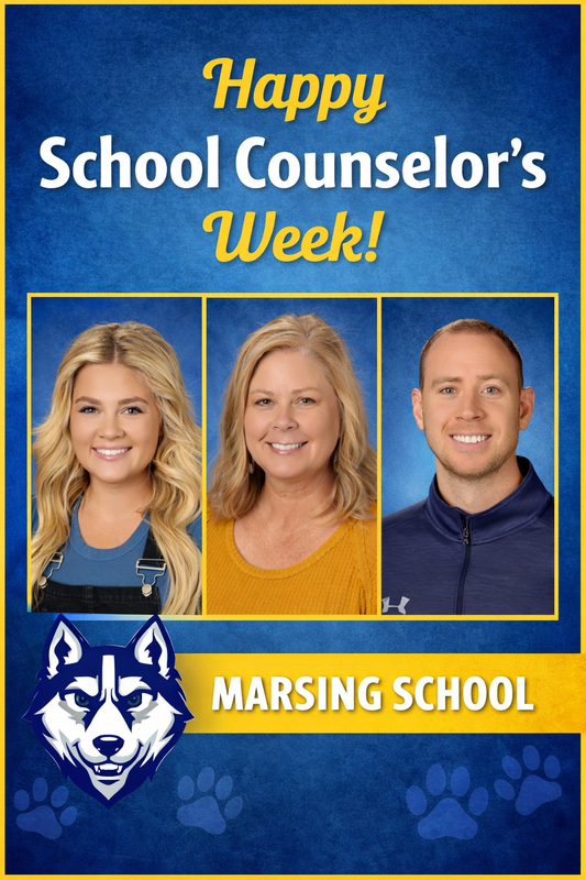 Happy Counselors week blue and yellow flyer