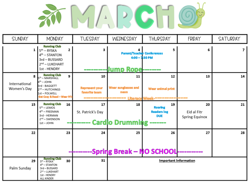 March PE Calendar