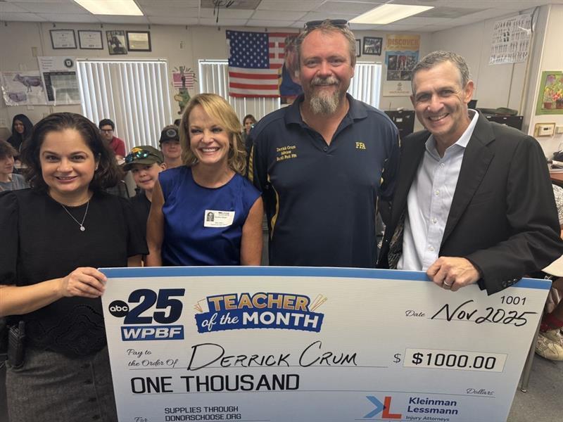 Crum chosen as WPBF's Teacher of the Month