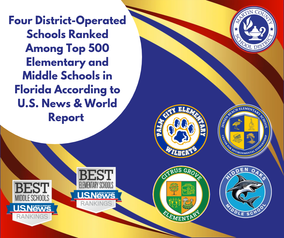 Graphic for four MCSD school recognized in top 500 best elementary and middle schools by U.S. News & World Report