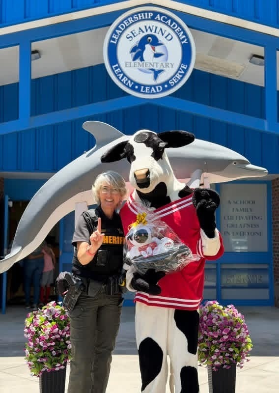 Officer Mary and Chick Fil A cow