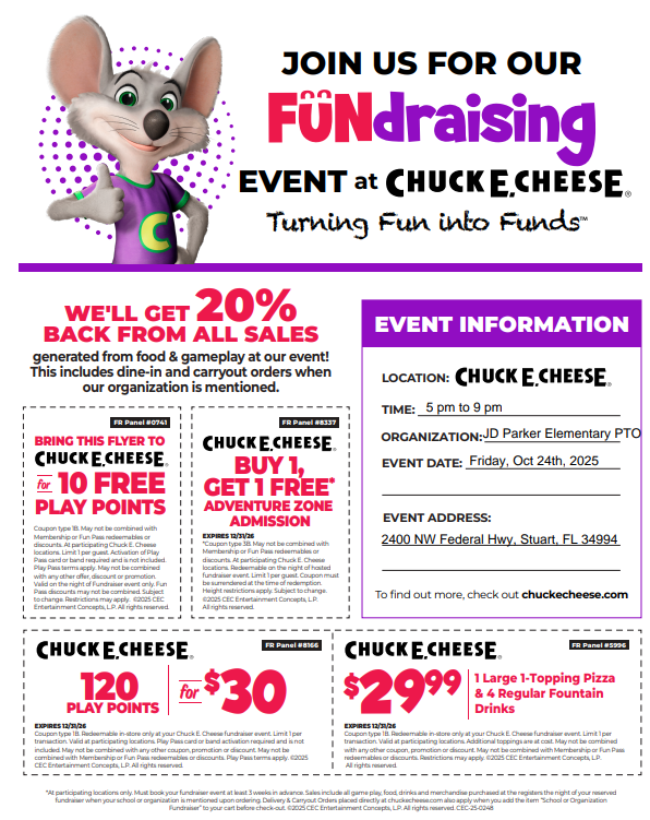 Chuck E. Cheese Fundraiser