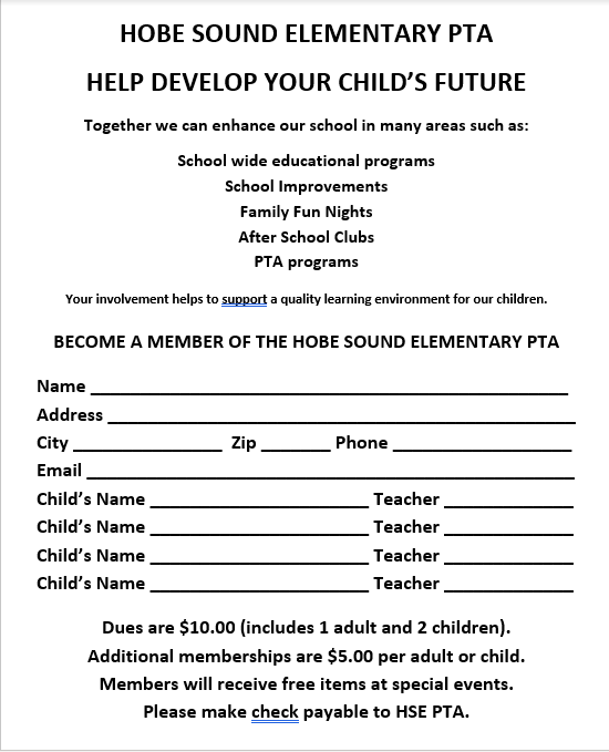 PTA membership form