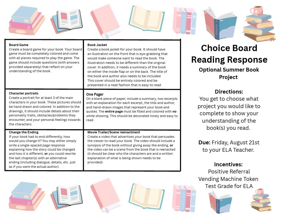 Summer Reading Choice Board