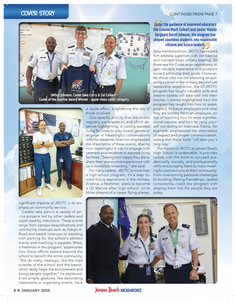 JBHS AFJROTC featured in Jensen Beach Neighbors Magazine