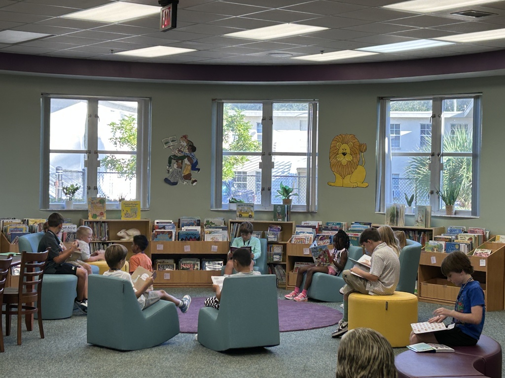 Students enjoying library