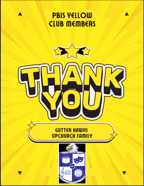 Thank you flyer PBIS YEllow Club Members