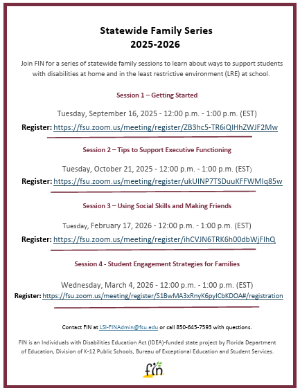 FIN Statewide Family Series Flyer