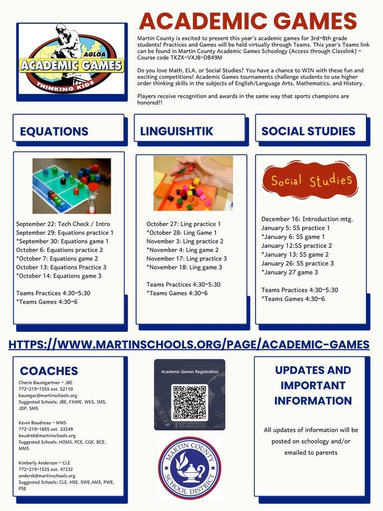 Academic Games coming soon