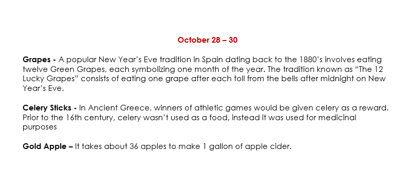Nutricious Nibbles Oct 28-30