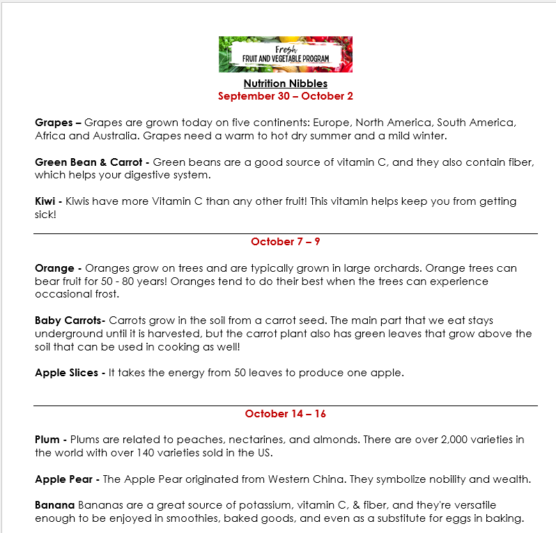 Nutricious Nibbles Oct 1-16