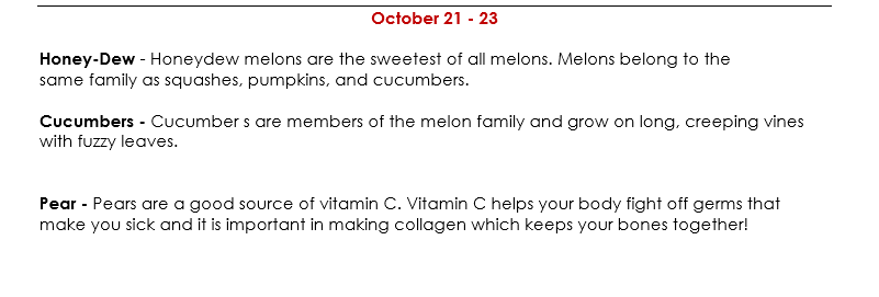 Nutricious Nibbles Oct 21-23