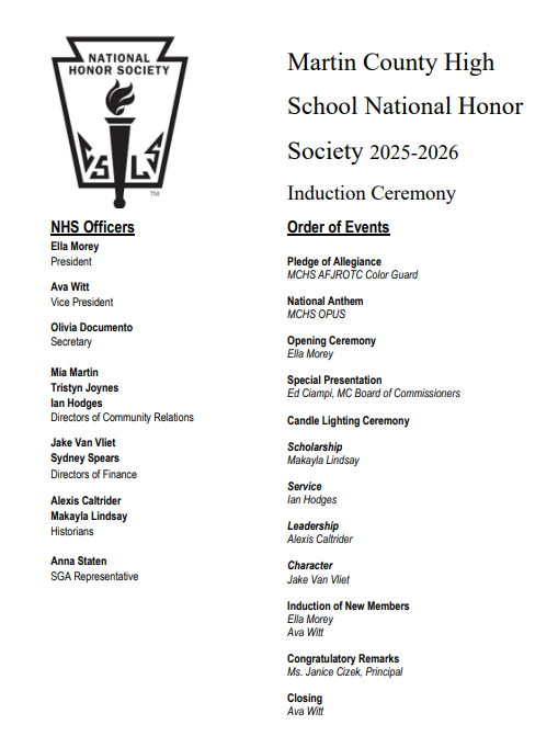 MCHS NHS Program Cover